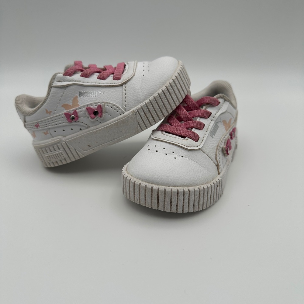 Puma Carina 2.0 Butterfly Sneakers Toddler Size 5C White Pink Platform Shoes - Picture 1 of 11